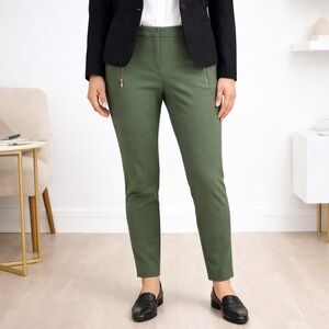 Worthington Womens Dress Pants Size 8 Olive Green Ankle Zip Pockets Career